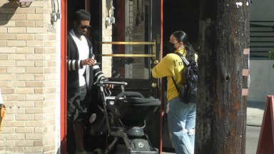 usher and Jenn Goicoechea with son sire