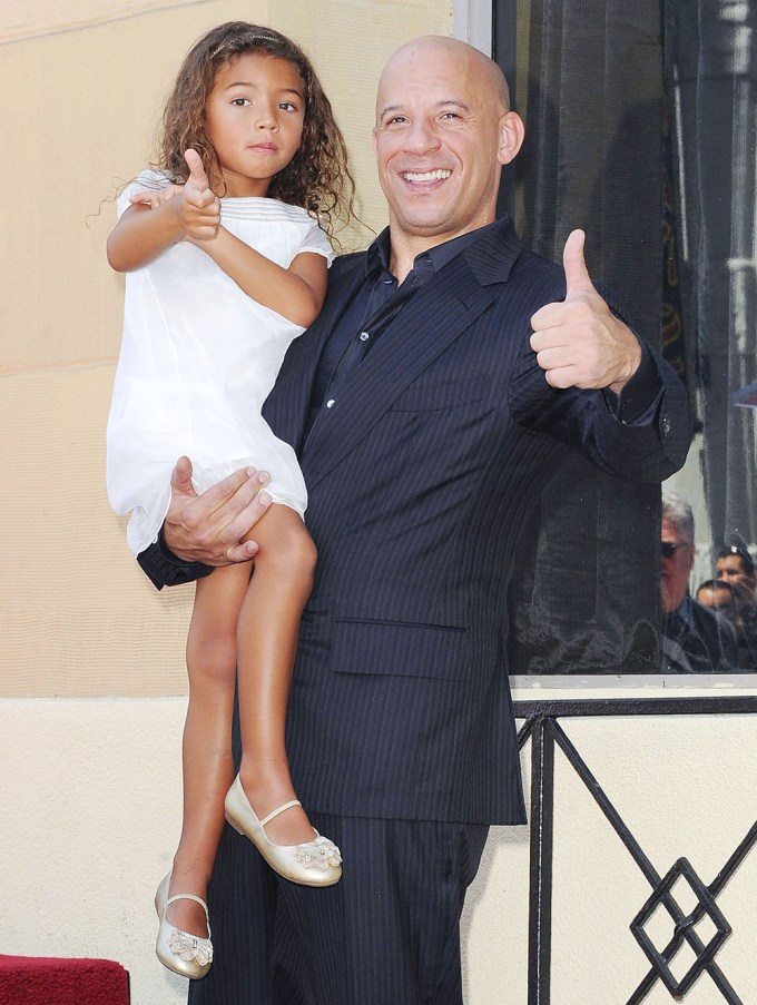 Vin Diesel Holds Daughter Hania Riley In 2013