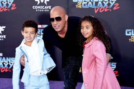 Vin Diesel, Vincent Riley and Hania Riley
'Guardians of the Galaxy Vol. 2' film premiere, Arrivals, Los Angeles, USA - 19 Apr 2017