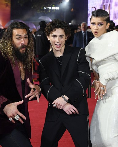 Jason Momoa, Zendaya and Timothee Chalamet
'Dune' film premiere, London, UK - 18 Oct 2021