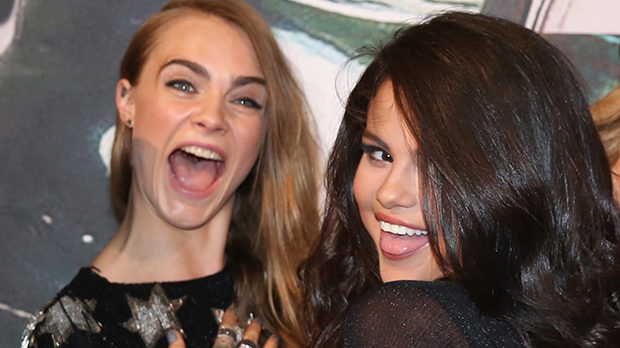 Selena Gomez Gives Cara Delevingne A Kiss On The Cheek At Knicks Game