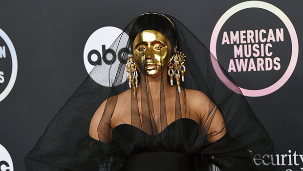 Cardi B’s Gold Mask & Black Gown & More Outfits As Host Of The 2021 AMAs – Photos.jpg