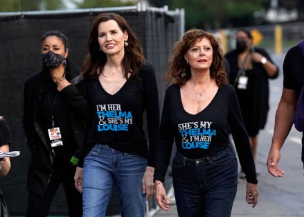 Geena Davis (left) and Susan Sarandon (starring) "Thelma & Louise," ARRIVALS TOGETHER FOR THE 30TH ANNIVERSARY SCREENING OF THE FILM AT THE GREEK THEATER IN LOS ANGELES THELMA & LOUISE 30TH ANNIVERSARY SCREENING, LOS ANGELES, USA - JUNE 18, 2021