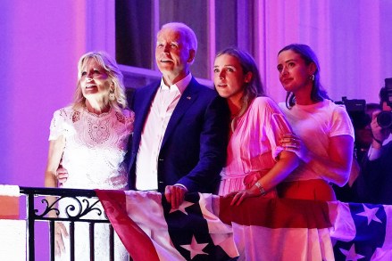 President Joe Biden and first lady Jill Biden view fireworks with granddaughters Finnegan Biden, second from right, and Naomi Biden during an Independence Day celebration on the South Lawn of the White House, in Washington
Biden July 4, Washington, United States - 04 Jul 2021