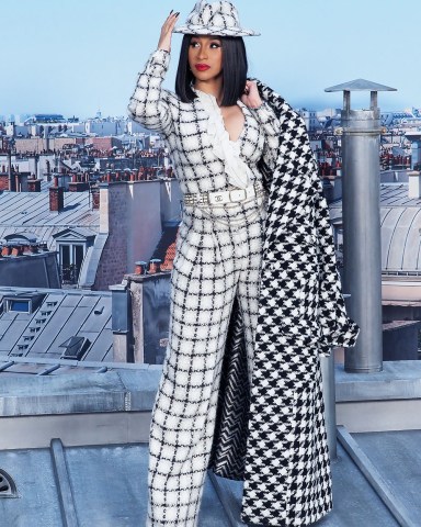 Cardi B in the front row Chanel show, Front Row, Spring Summer 2020, Paris Fashion Week, France - 01 Oct 2019 Wearing Chanel Same Outfit as catwalk model Cara Delevingne *10129489e and William Chan and Ayami Nakajo and Jennifer Lopez