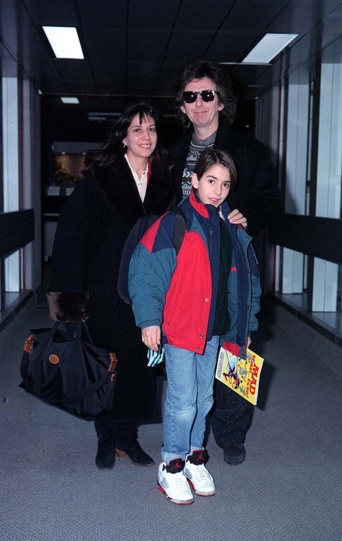 Olivia, George And Dhani Harrison Arrive At Airport