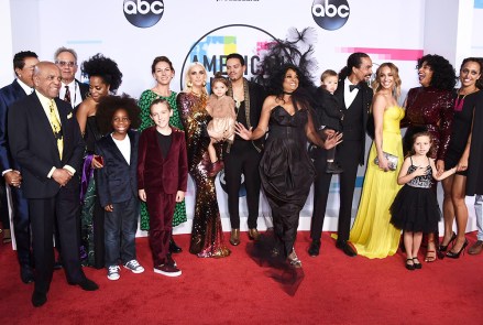 Rhonda Ross Kendrick, Raif-Henok Emmanuel Hendrick, Bronx Mowgli Wentz, xx, Ashlee Simpson, Jagger Snow Ross, Evan Ross, Diana Ross, Leif Naess, Ross Naess, Kimberly Ryan, Tracee Ellis Ross, Callaway Lane, Chudney Ross. Diana Ross, seventh from right, and her family arrive at the American Music Awards at the Microsoft Theater, in Los Angeles
2017 American Music Awards - Arrivals, Los Angeles, USA - 19 Nov 2017