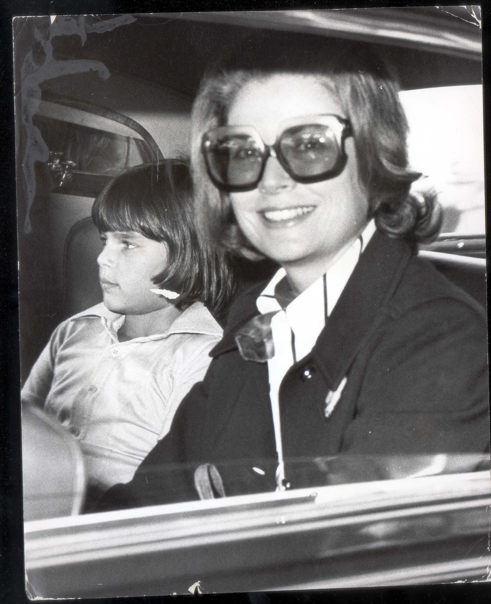 Former Film Actress Princess Grace Of Monaco (grace Kelly) And Her Youngest Daughter Princess Stephanie Of Monaco Aged 10 At London's Heathrow Airport En Route For A Private Visit To Philadelphia U.s.a.