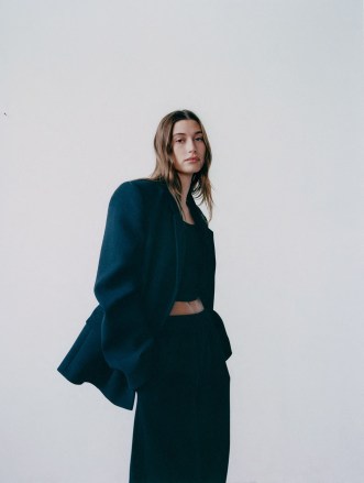  "These pieces are what my idea of the perfect essentials are this autumn/winter and every season in between that can be your permanent staple pieces. I hope you all love them as much as I do." The company was established in 2017 by co-founders Josh Goot and Christine Centenera and primarily focuses on minimalist styles that are appropriate for the urban wardrobe. “Hailey has an incredible eye, taste level and decisiveness that made the process smooth and straightforward because she was very clear on what she wanted from the outset,” said co-founder Christine Centenera. Editorial usage. Credit Courtesy of WARDROBE.NYC / MEGA. 21 Sep 2022 Pictured: Hailey Bieber for WARDROBE.NYC. Photo credit: Courtesy of WARDROBE.NYC/MEGA TheMegaAgency.com +1 888 505 6342 (Mega Agency TagID: MEGA899919_009.jpg) [Photo via Mega Agency]