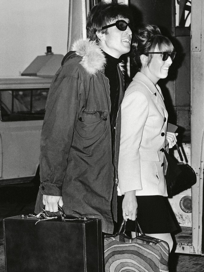 Cynthia Lennon and John Lennon at the Heathrow Airport