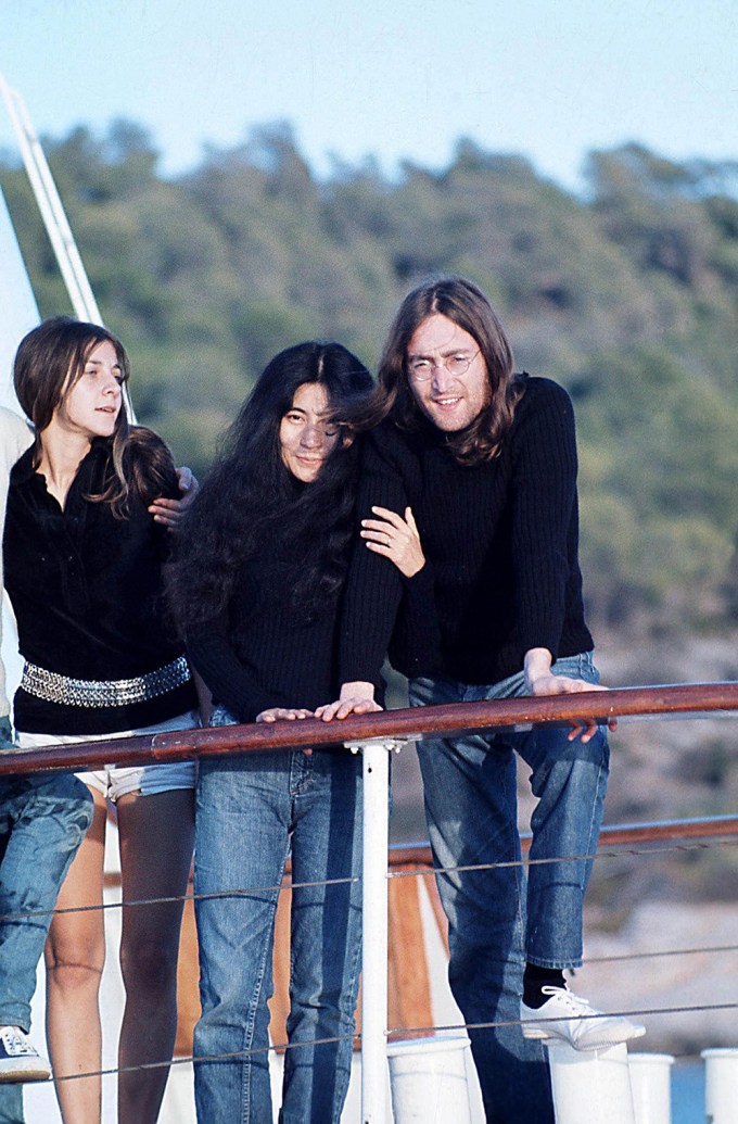 John Lennon and Yoko Ono on a yacht