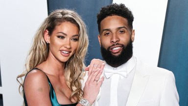 Odell Beckham Jr. Kisses Pregnant Girlfriend's Baby Bump at Super Bowl