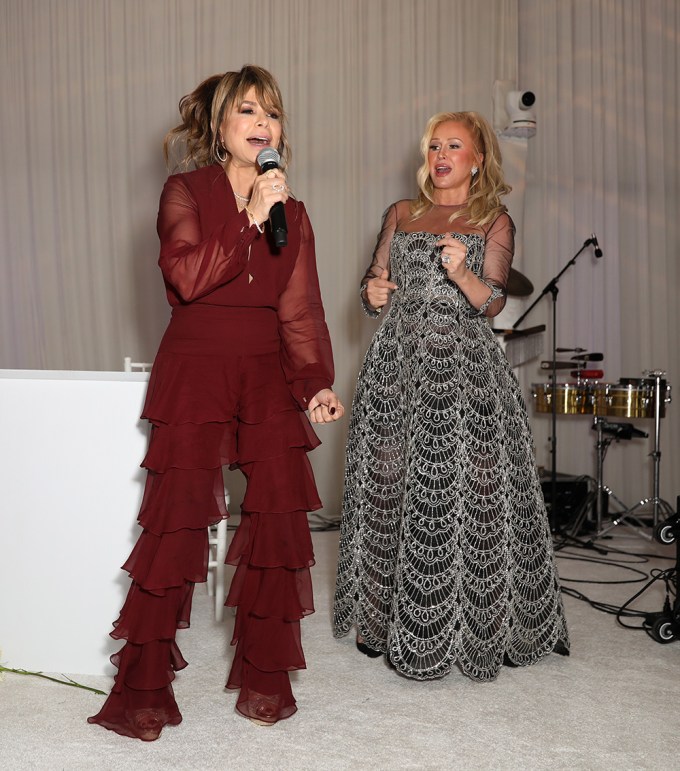 Paula Abdul and Kathy Hilton singing