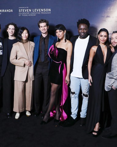 Steven Levenson, Lin-Manuel Miranda, Ben Levi Ross, Julie Oh, Andrew Garfield, Alexandra Shipp, Joshua Henry, Vanessa Hudgens, Robin De Jesus and Judith Light
'tick, tick...BOOM!' film premiere, Arrivals, New York, USA - 15 Nov 2021