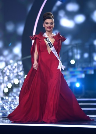 Ina Dajci, Miss Universe Albania 2021 competes on stage in her evening gown of choice during the MISS UNIVERSE® Preliminary Competition at the Universe Arena in Eilat, Israel on December 10, 2021. Tune in to the LIVE telecast on FOX and Telemundo on Sunday, December 12 at 7:00 PM ET to see who will become the next Miss Universe.