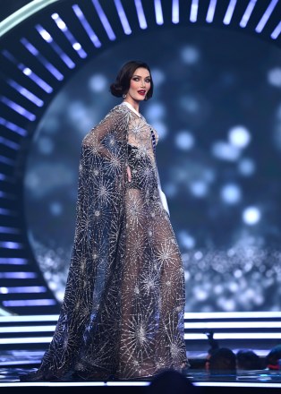 Julieta Garcia, Miss Universe Argentina 2021, competes on stage in her evening dress of choice during the MISS UNIVERSE® Preliminary Competition at Universe Arena in Eilat, Israel on December 10, 2021.  Tune in to the LIVE broadcast on FOX and Telemundo on Sunday.  December 12 at 7pm ET to see who will be the next Miss Universe.