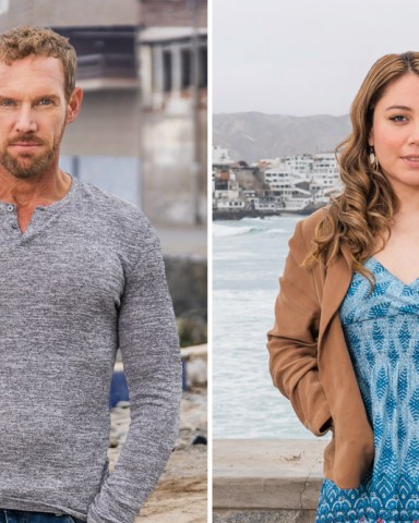 Ben & Mahogany, stars of 90 Day Fiancé: Before the 90 Days, pose for promotional portraits  in San Bartolo, near Lima, Peru.