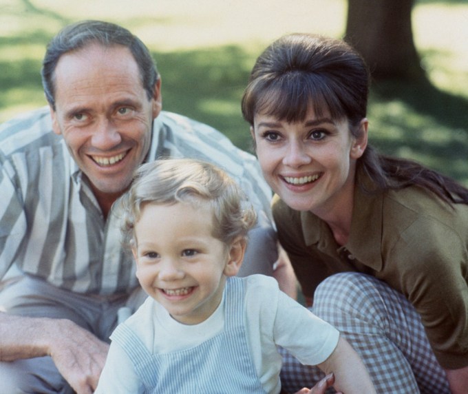 Audrey Hepburn Poses With Her Family