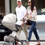 Actor Bruce Willis, wife Emma Heming-Willis and their baby daughter Mabel Ray Willistake a stroll on Madison Avenue, New York, USA - 22 Aug 2012