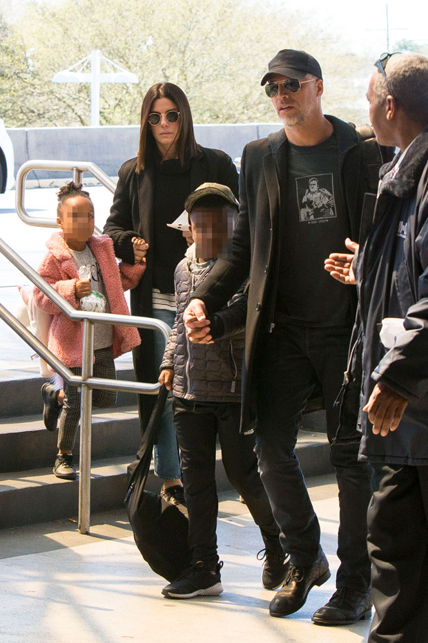 Sandra Bullock, Bryan Randall, and children 