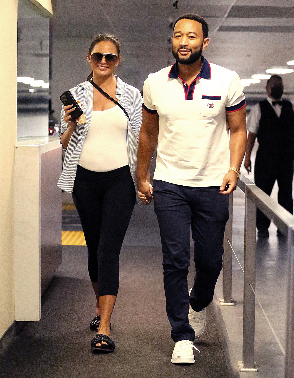 Pregnant Chrissy Teigen And John Legend Arriving At The Medical Centre