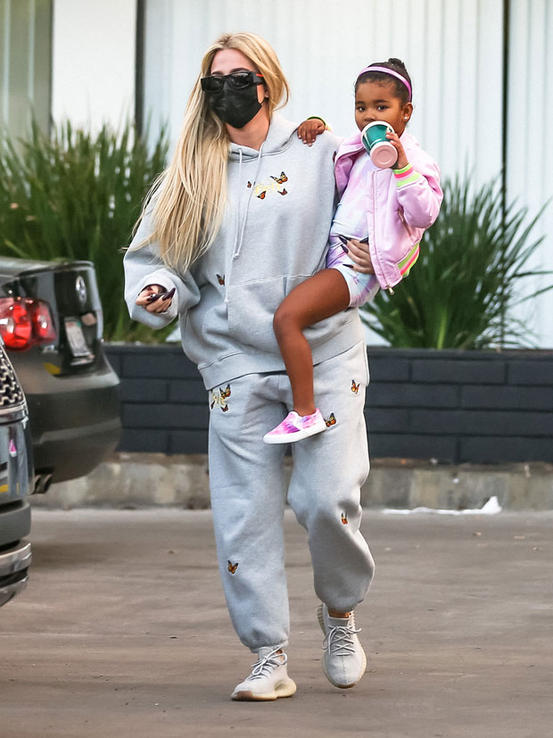 Khloe Kardashian Steps Out in Leggings With Tristan Thompson & True