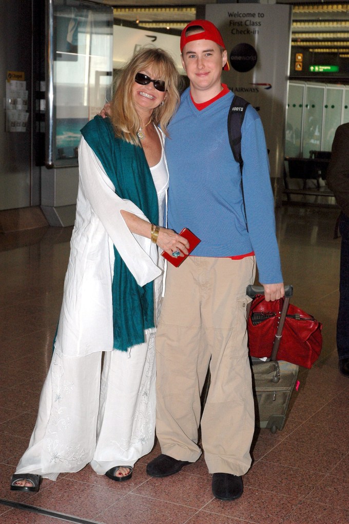 Goldie Hawn & Boston Russell Arrive At Heathrow Airport