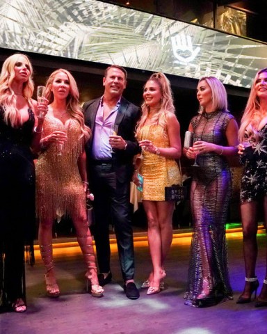 THE REAL HOUSEWIVES OF MIAMI -- Pictured: (l-r) Larsa Pippen, Alexia Echevarria, Lisa Hochstein, Nicole Martin, Adriana de Moura, Guerdy Abraira -- (Photo by: Jeff Daly/Peacock)