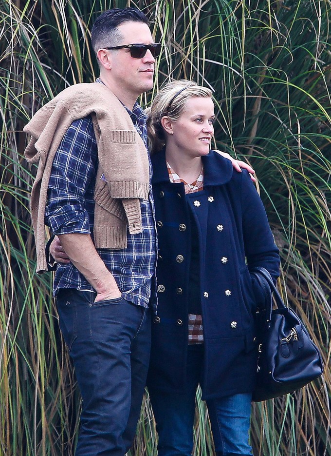 Reese Witherspoon and Jim Toth at her son’s football game