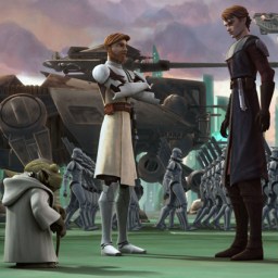 STAR WARS: THE CLONE WARS, from left: Yoda, Obi-Wan Kenobi, Anakin Skywalker, Ahsoka Tano, 2008. ©Warner Bros./Courtesy Everett Collection