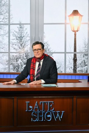 The Late Show with Stephen Colbert during Wednesday's December 1, 2021 show.  Photo: Scott Kowalchyk / CBS © 2021 CBS Broadcasting Inc.  All Rights Reserved.