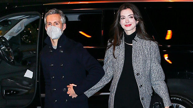 Anne Hathaway Rocks Little Black Dress & Holds Hands With Her Husband On Rare Night Out