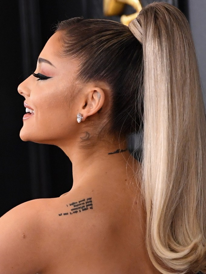 Ariana Grande’s ‘Breakfast At Tiffany’s’ Neck Tattoo