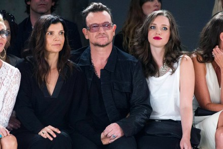 Bono and his wife Ali Hewson, left, and daugter Jordan Hewson attend the Edun collection, during Mercedes-Benz Fashion Week in New York MBFW Spring 2014 - Edun, New York, USA - 8 Sep 2013