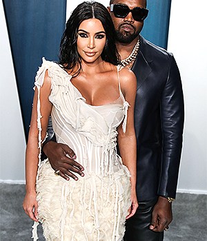 Television personality Kim Kardashian West wearing an Alexander McQueen dress and Lorraine Schwartz jewelry and husband/rapper Kanye West wearing a Dunhill look arrive at the 2020 Vanity Fair Oscar Party held at the Wallis Annenberg Center for the Performing Arts on February 9, 2020 in Beverly Hills, Los Angeles, California, United States.2020 Vanity Fair Oscar Party, Beverly Hills, United States - 10 Feb 2020