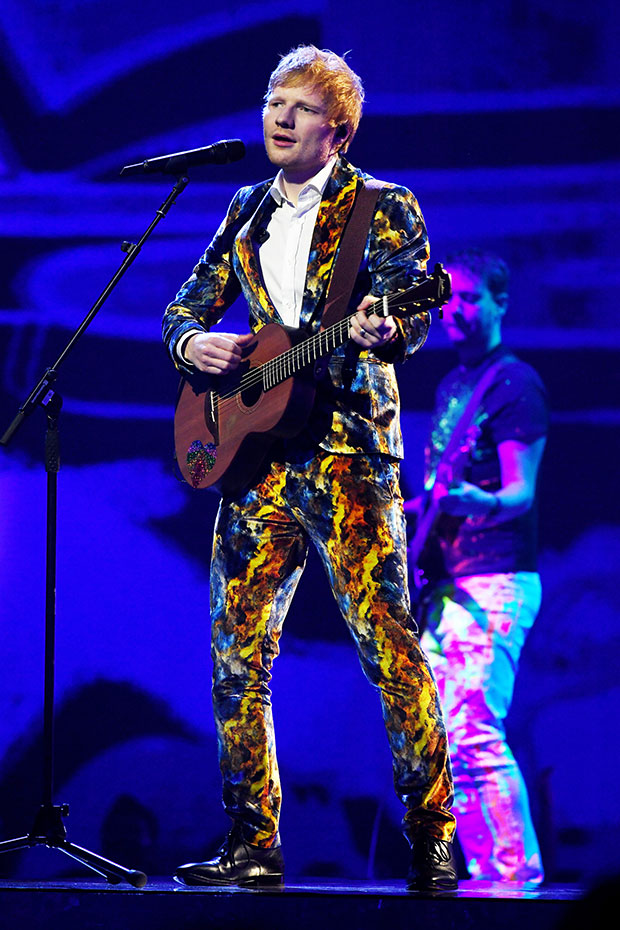 Ed Sheeran dons sparkly Elton John outfit