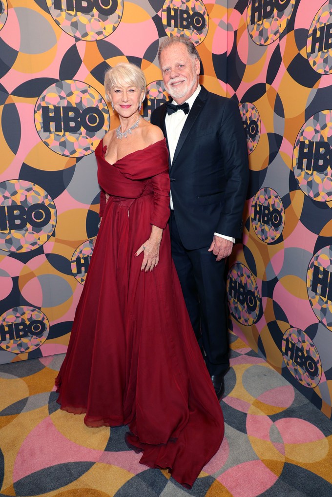 Helen Mirren and her husband at the 2020 HBO Golden Globes After Party