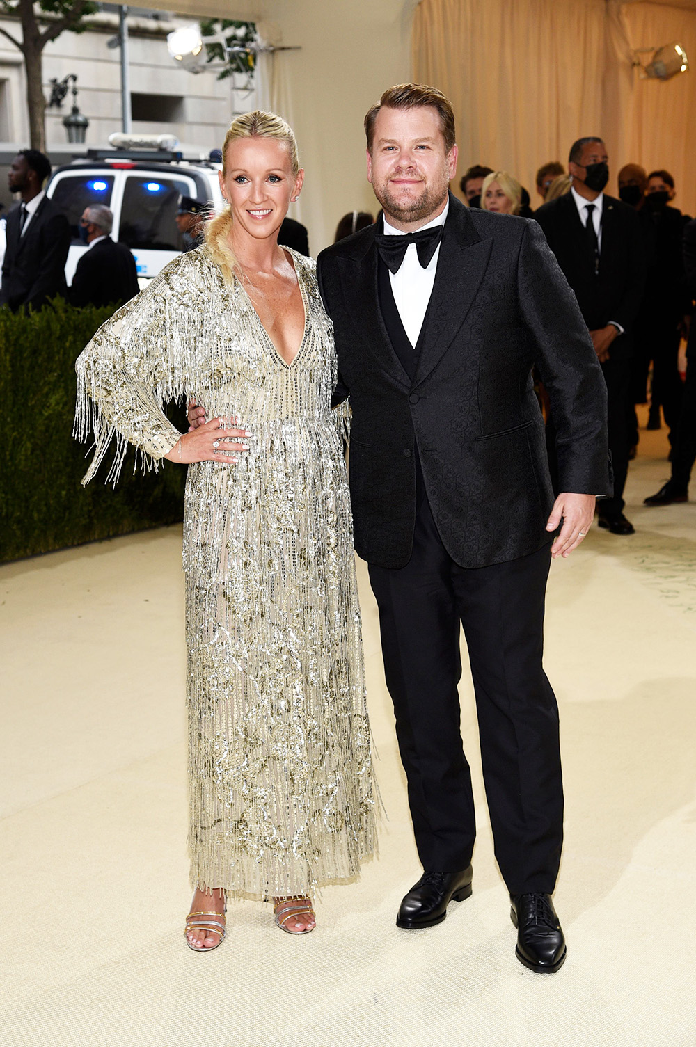 Julia Carey, left, and James Corden attend the Metropolitan Museum of Art's Costume Institute Benefit Gala Celebrating the Opening of 'In America: A Lexicon of Fashion