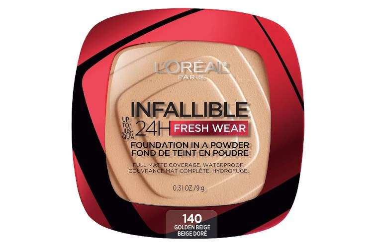loreal paris infallible powder foundation with a closes, see-through case