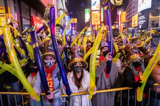 Revellers gather during the New Year's Eve celebrations in Times Square, in New York
New Year , New York, United States - 31 Dec 2021