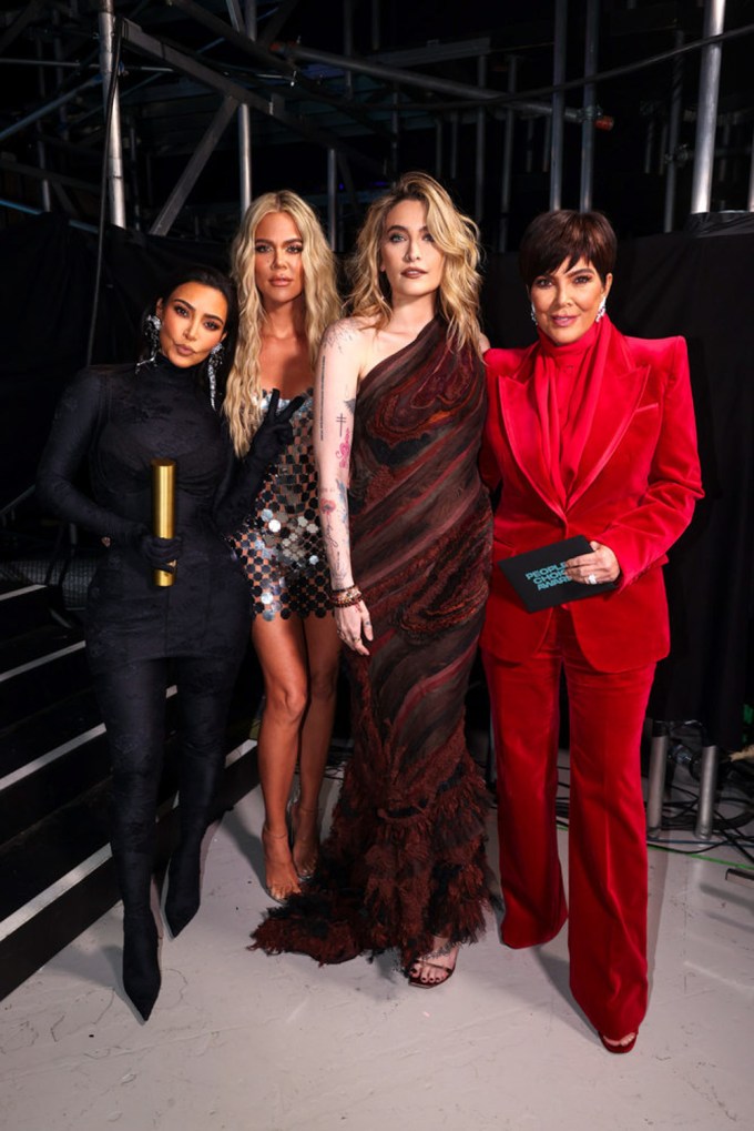Kim Kardashian poses with sister Khloe, mom Kris Jenner and Paris Jackson