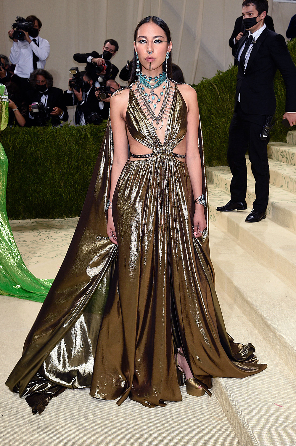 Quannah Chasinghorse attends The Metropolitan Museum of Art's Costume Institute benefit gala celebrating the opening of the "In America: A Lexicon of Fashion" exhibition, in New York
2021 MET Museum Costume Institute Benefit Gala, New York, United States - 13 Sep 2021