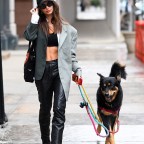 Emily Ratajkowski Goes Out For A Walk With Her Dog In The Tribeca Neighborhood Of New York City