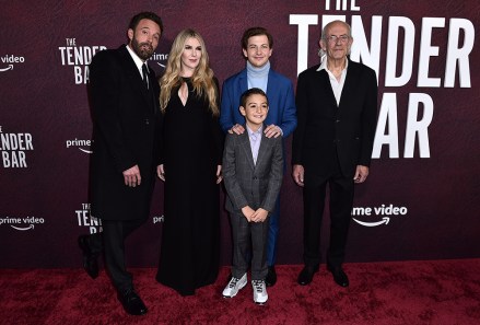 From left, Ben Affleck, Lily Rabe, Daniel Ranieri, Tye Sheridan, and Christopher Lloyd arrive at the premiere of "The Tender Bar", at the TCL Chinese Theatre in Los Angeles
LA Premiere of "The Tender Bar", Los Angeles, United States - 12 Dec 2021