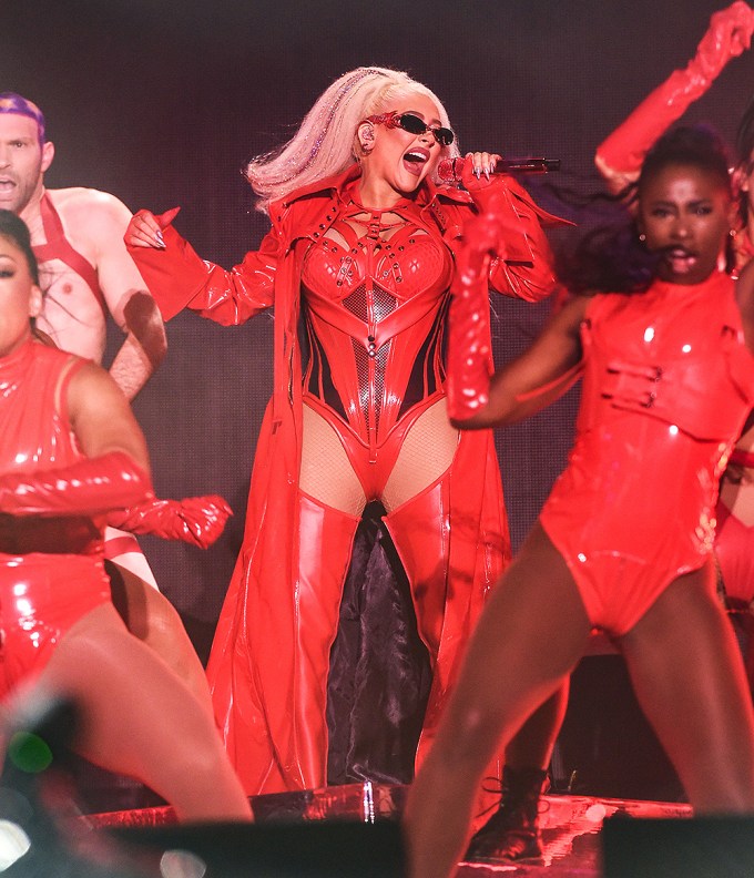 Christina Aguilera in red