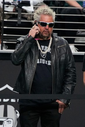 Guy Fieri during the second half of an NFL football game between the Las Vegas Raiders and the Philadelphia Eagles, in Las Vegas
Eagles Raiders Football, Las Vegas, United States - 24 Oct 2021