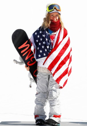 Silver medallist Jamie Anderson of the US reacts during the venue ceremony for the Women's Snowboard Big Air competition at the Alpensia Ski Jumping Centre during the PyeongChang 2018 Olympic Games, South Korea, 22 February 2018.
Snowboard - PyeongChang 2018 Olympic Games, Daegwallyeong-Myeon, Korea - 22 Feb 2018