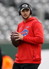 Buffalo Bills quarterback Josh Allen (17)warms up before an NFL football game against the New York Jets, in East Rutherford, N.J
Bills Jets Football, East Rutherford, United States - 14 Nov 2021