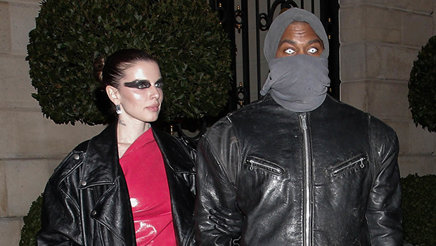 Kanye West Wears Bright White Contact Lenses With Red Leather Clad Julia Fox At PFW — Photos.jpg