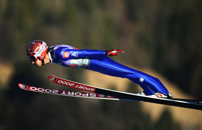 Kevin Bickner Jumps At The 65th Four Hills Tournament, Garmisch Partenkirchen